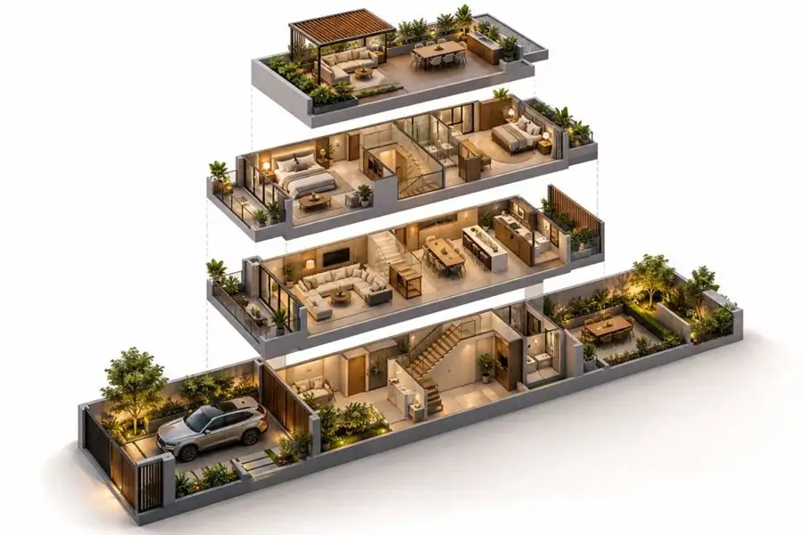 3D Exploded Site Plan concept study 4