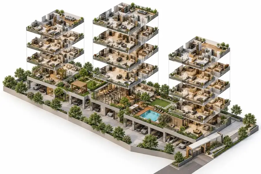 3D Exploded Site Plan concept study 5