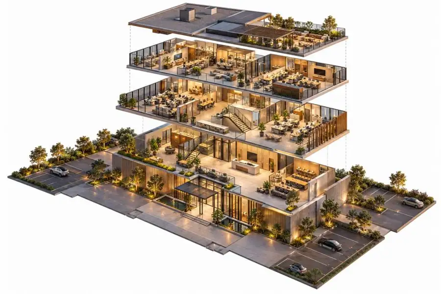 3D Exploded Site Plan concept study 7